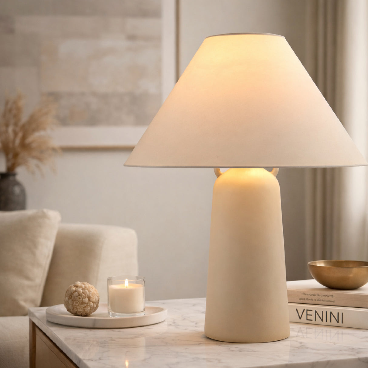 Modern European furniture - Hand-Painted Gray Concrete Table Lamp - www.oroa.com