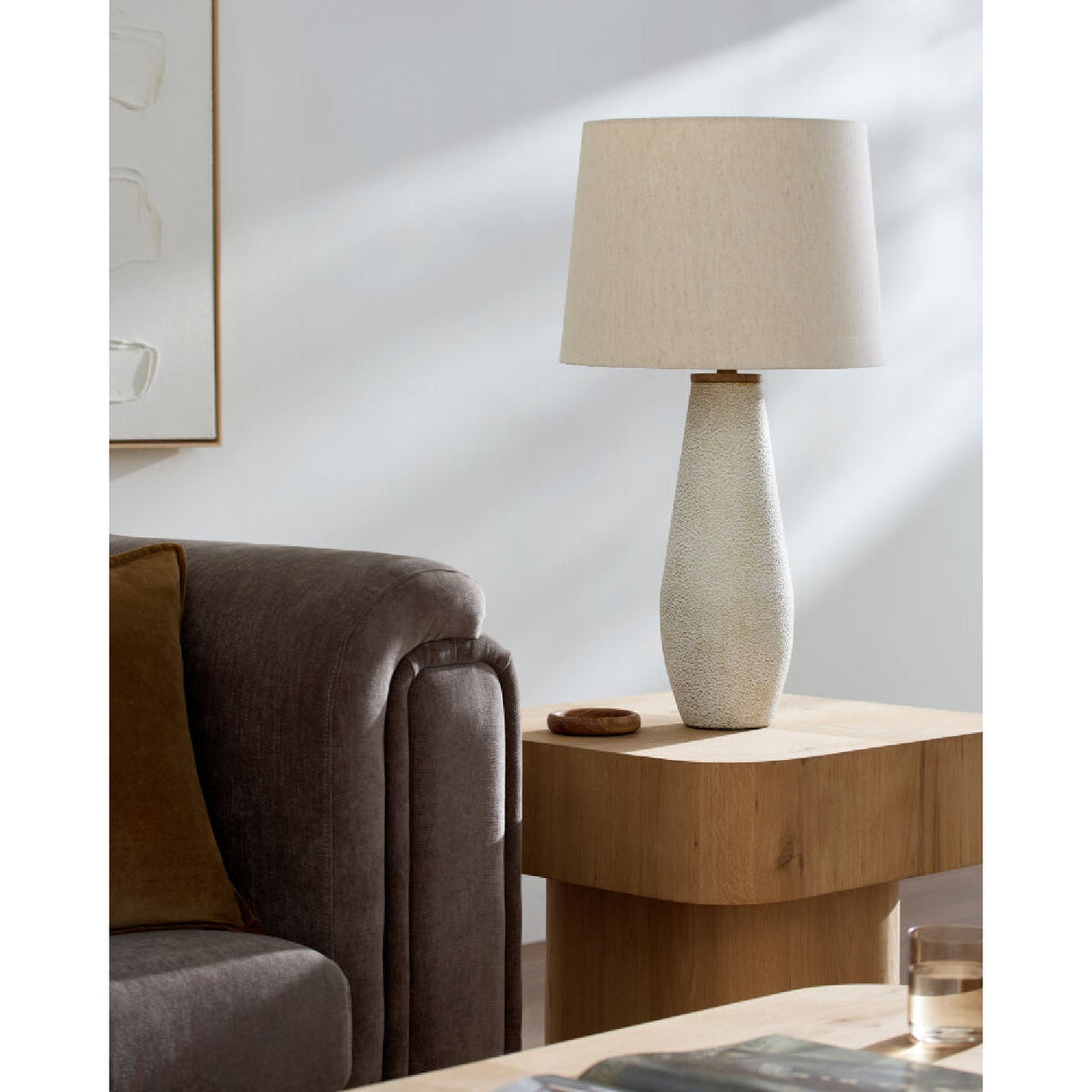 Modern European furniture - White Cotton Accent Table Lamp - www.oroa.com