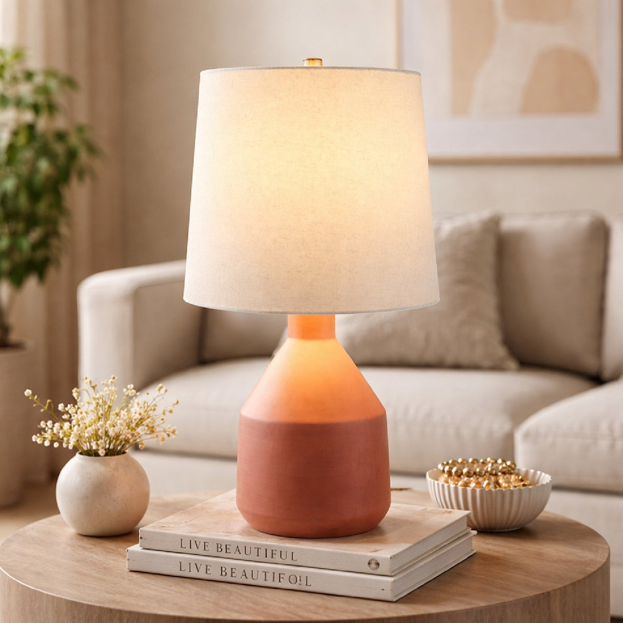 Modern European furniture - Painted Terracotta Ceramic Table Lamp - www.oroa.com