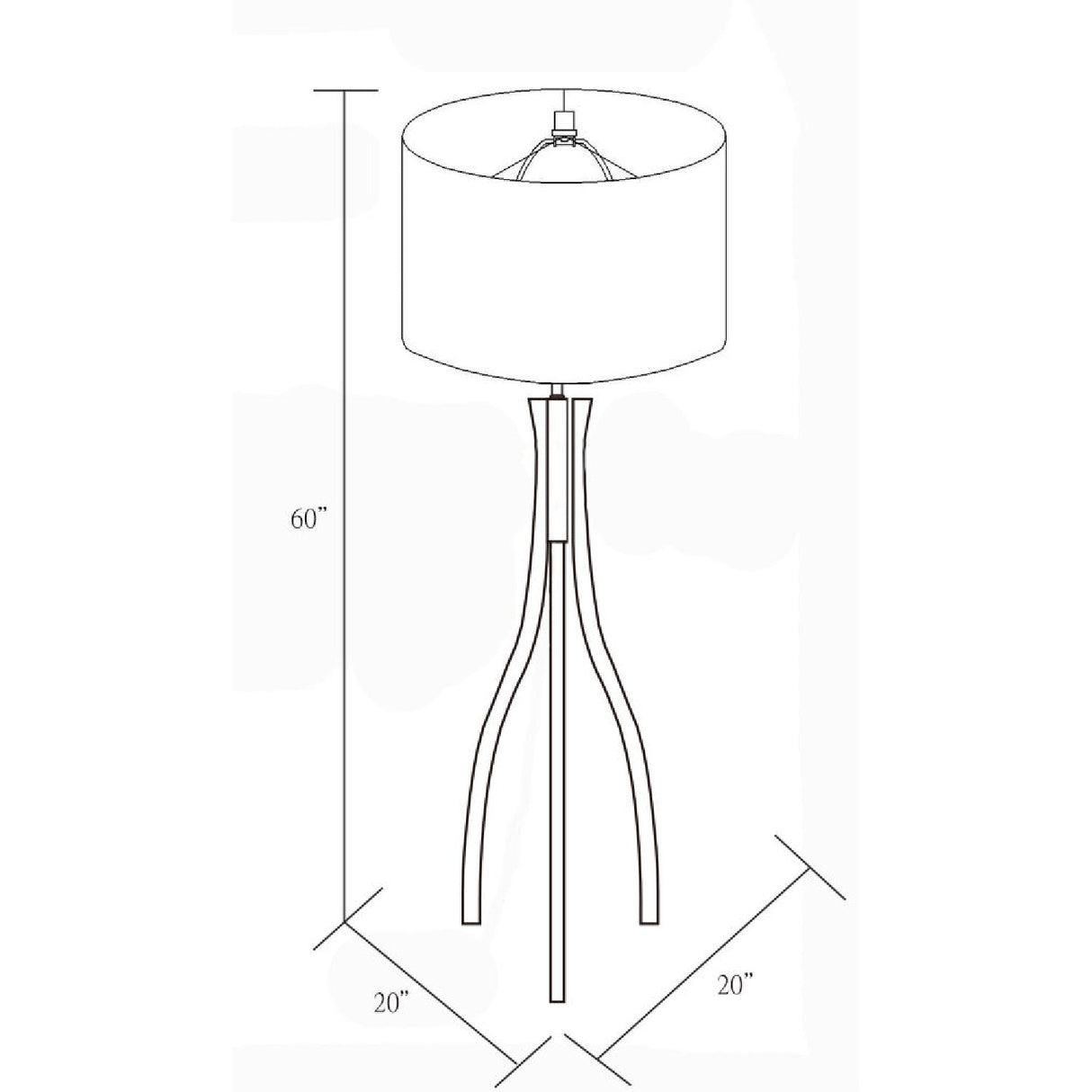 Modern European furniture - Wood Veneer Tripod Floor Lamp - www.oroa.com