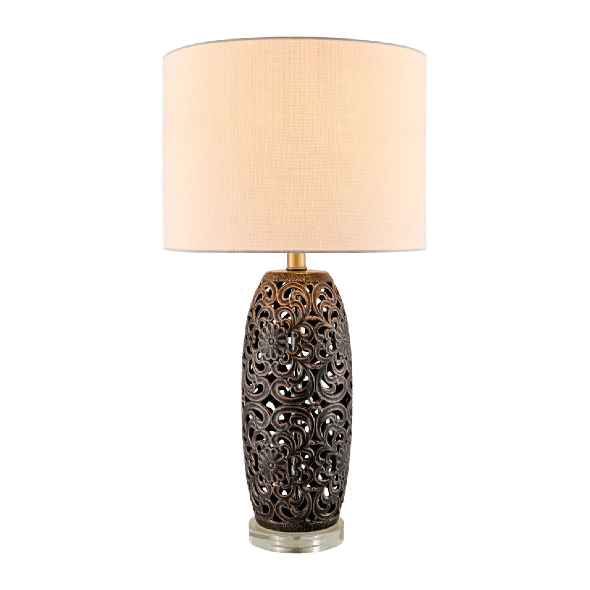 Modern European furniture - Floral Carved Ceramic Table Lamp - www.oroa.com