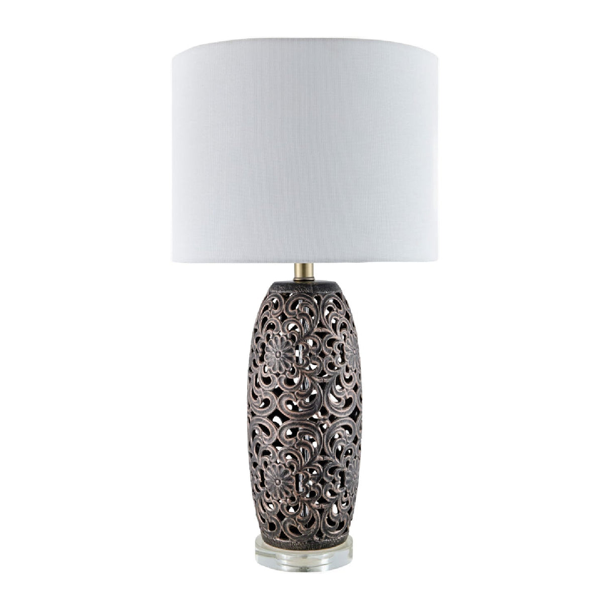 Modern European furniture - Floral Carved Ceramic Table Lamp - www.oroa.com