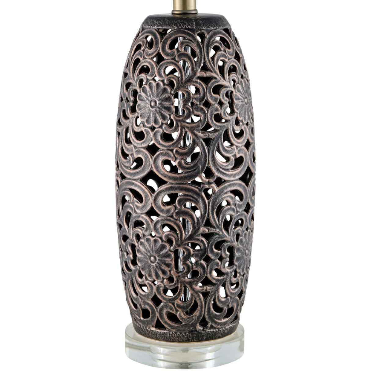 Modern European furniture - Floral Carved Ceramic Table Lamp - www.oroa.com