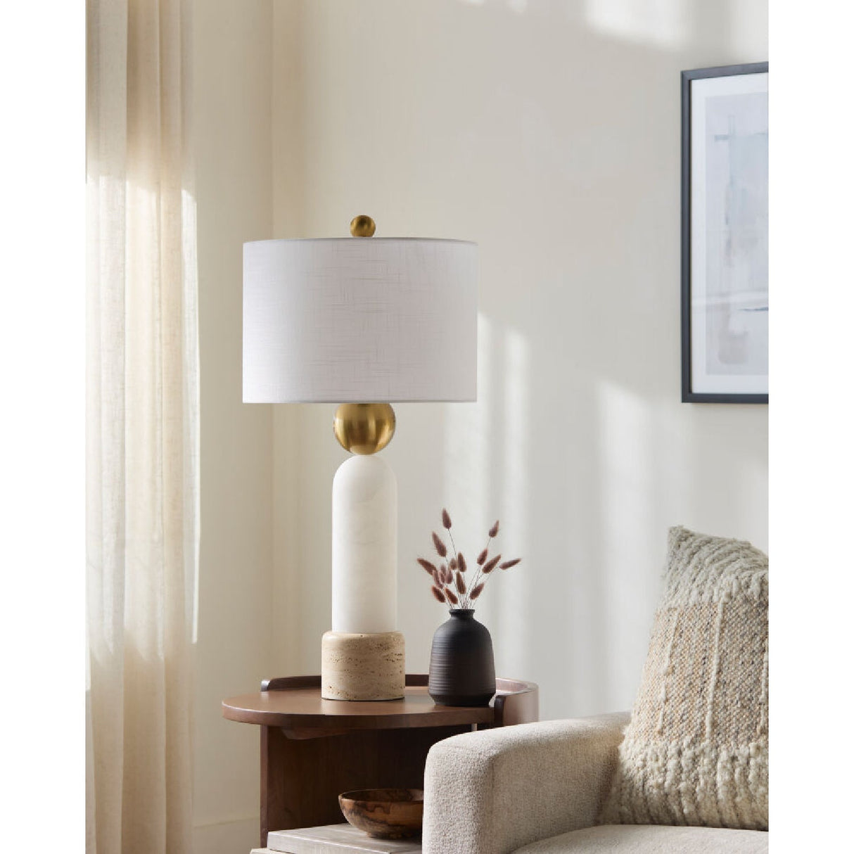 Modern European furniture - White Stone Modern Table Lamp - www.oroa.com