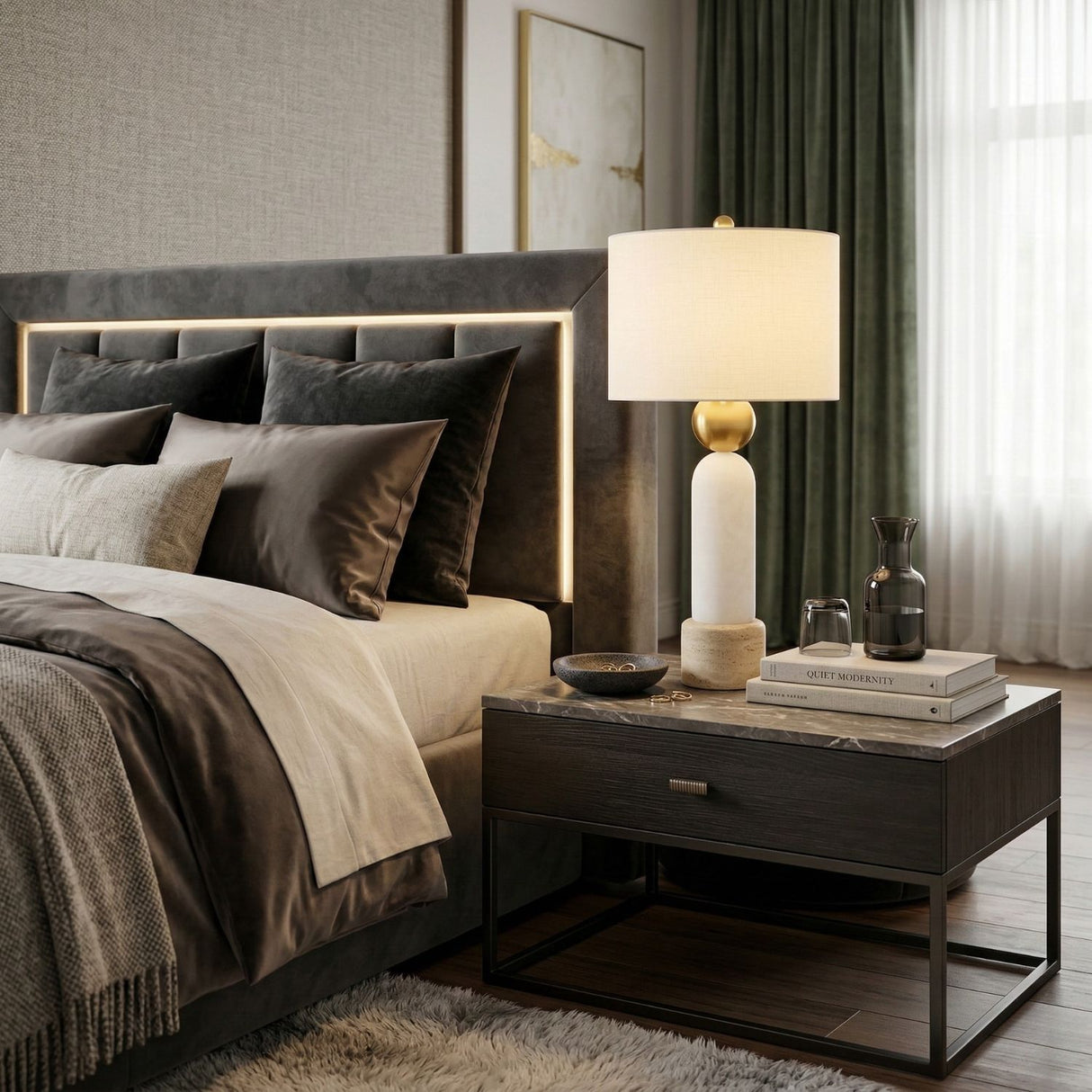 Modern European furniture - White Stone Modern Table Lamp - www.oroa.com