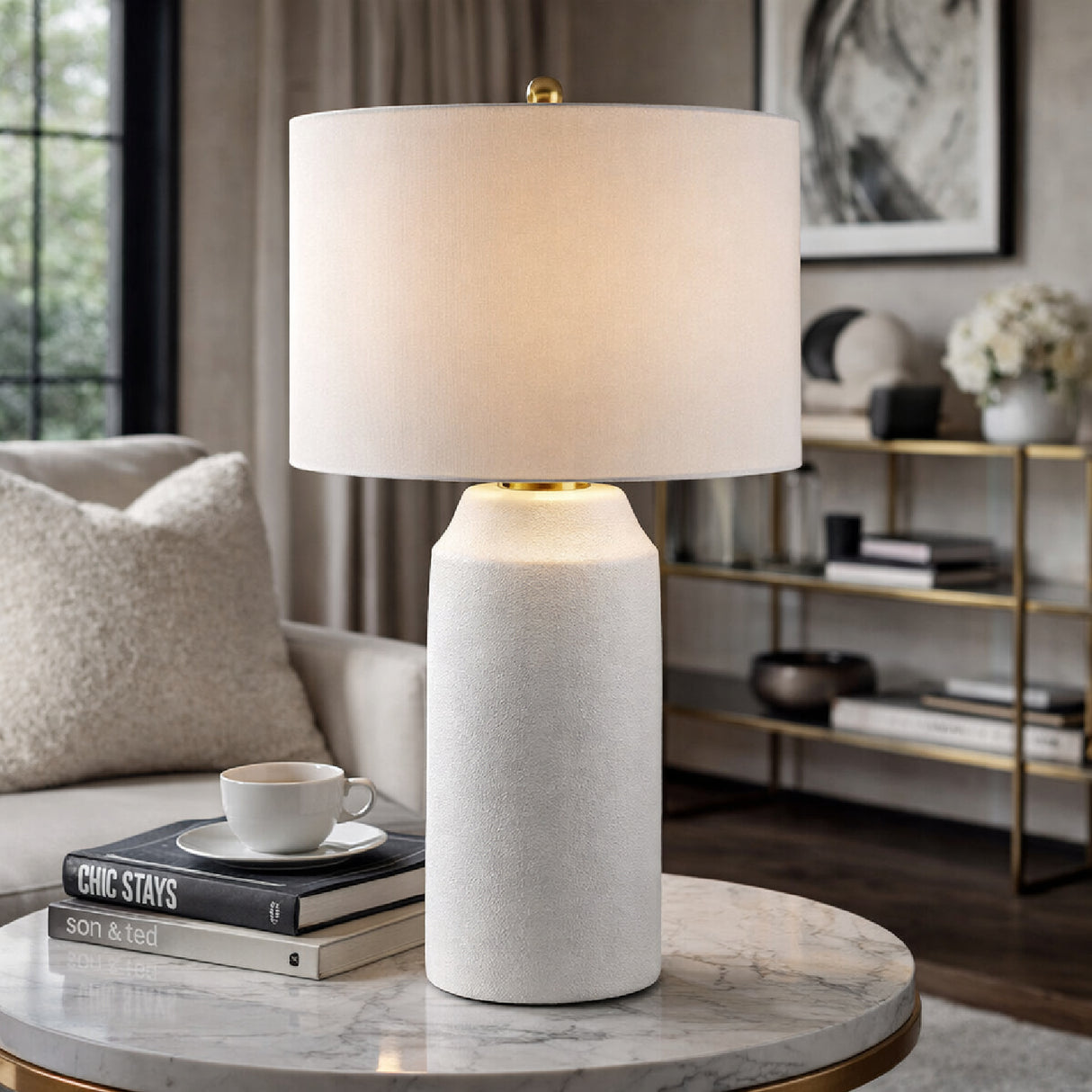 Modern European furniture - Minimalist Ceramic Accent Table Lamp - www.oroa.com