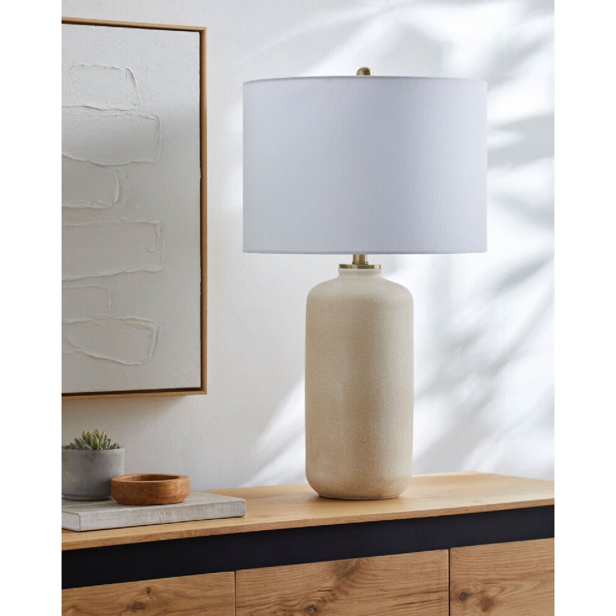 Modern European furniture - Neutral-Toned Ceramic Table Lamp - www.oroa.com