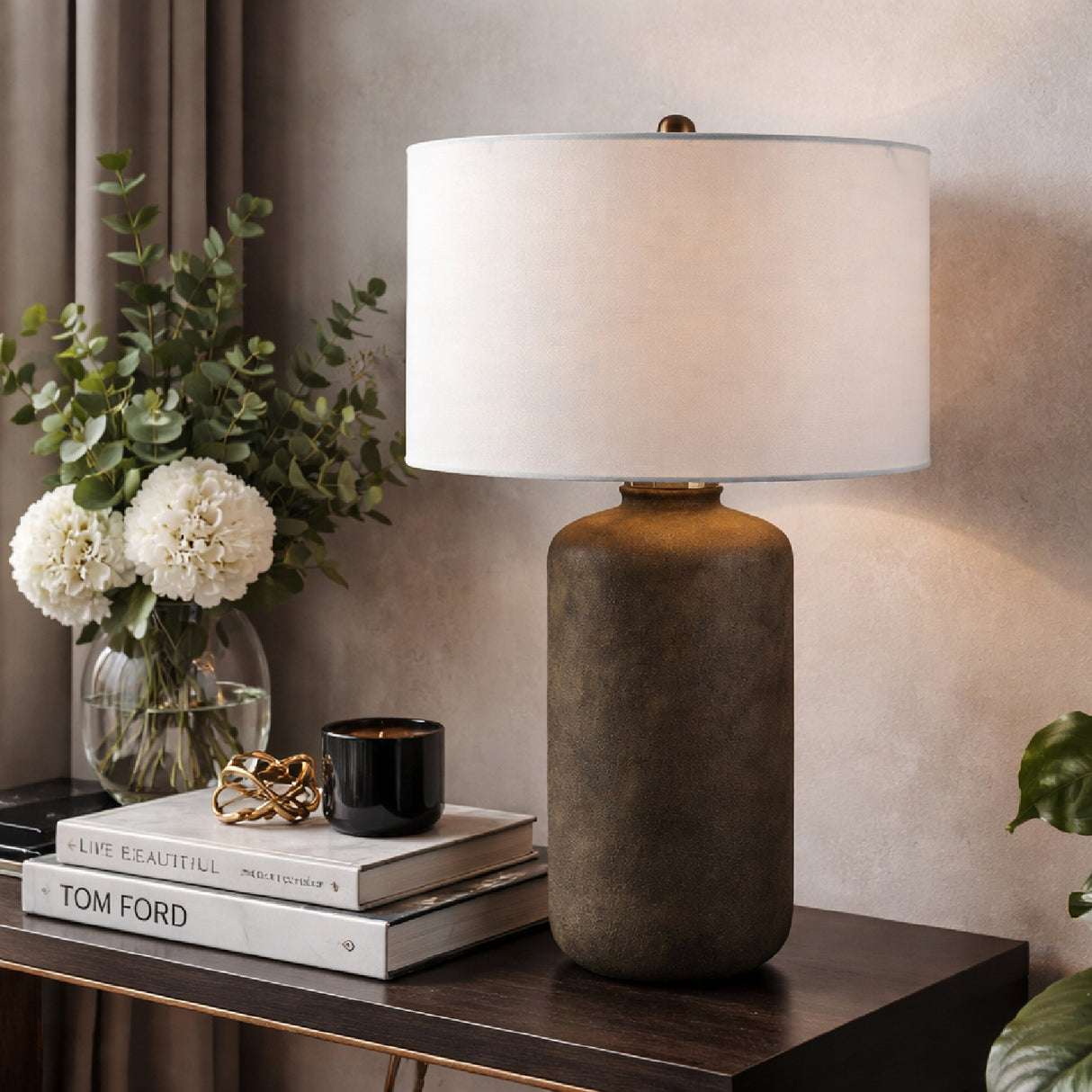 Modern European furniture - Neutral-Toned Ceramic Table Lamp - www.oroa.com