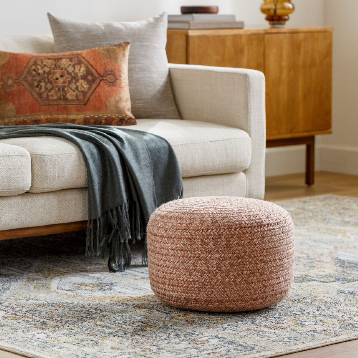 Modern furniture - Round Woven Outdoor Pouf - www.oroa.com