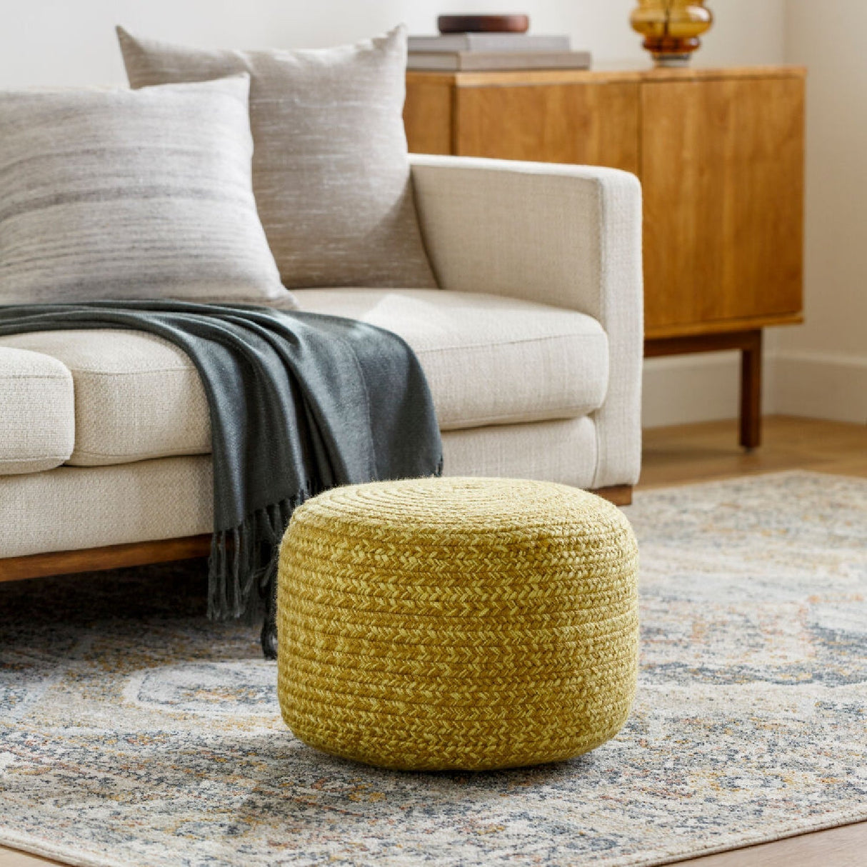 Modern furniture - Round Woven Outdoor Pouf - www.oroa.com