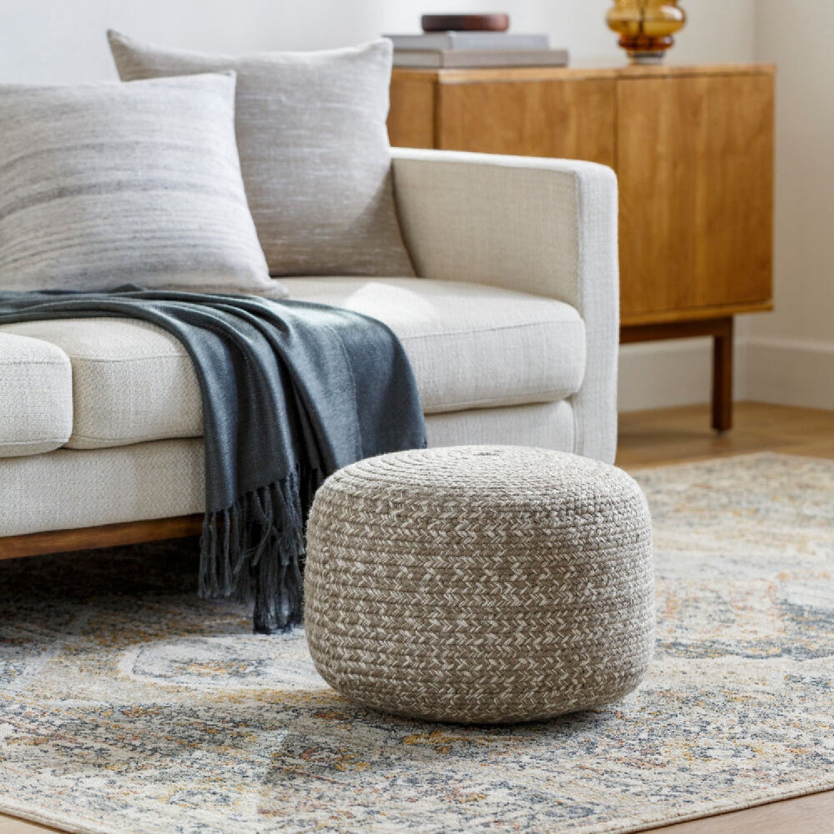 Modern furniture - Round Woven Outdoor Pouf - www.oroa.com