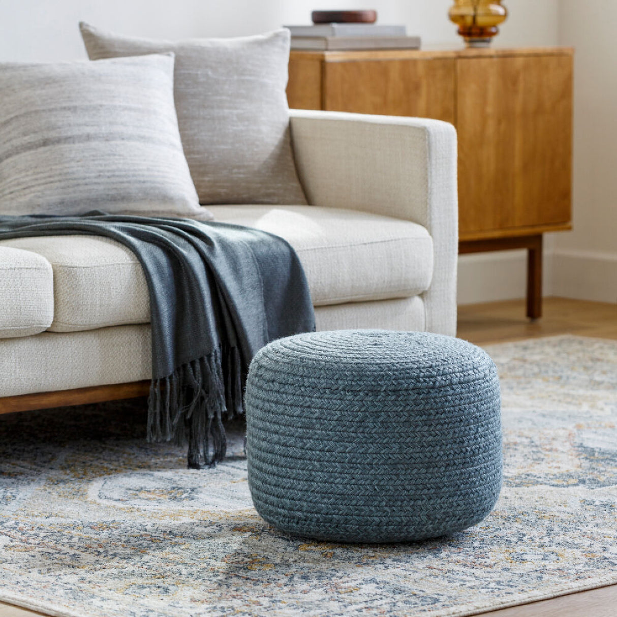 Modern furniture - Round Woven Outdoor Pouf - www.oroa.com