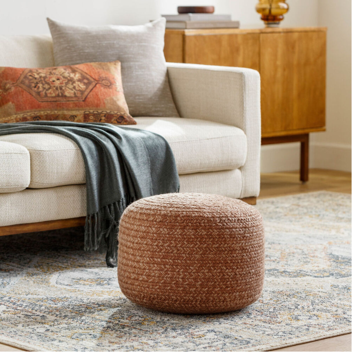Modern furniture - Round Woven Outdoor Pouf - www.oroa.com