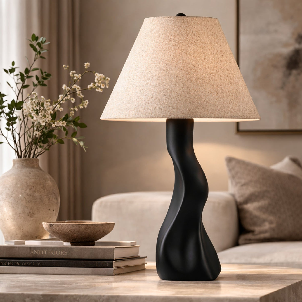 Modern European furniture - Organic-Shaped Base Table Lamp - www.oroa.com