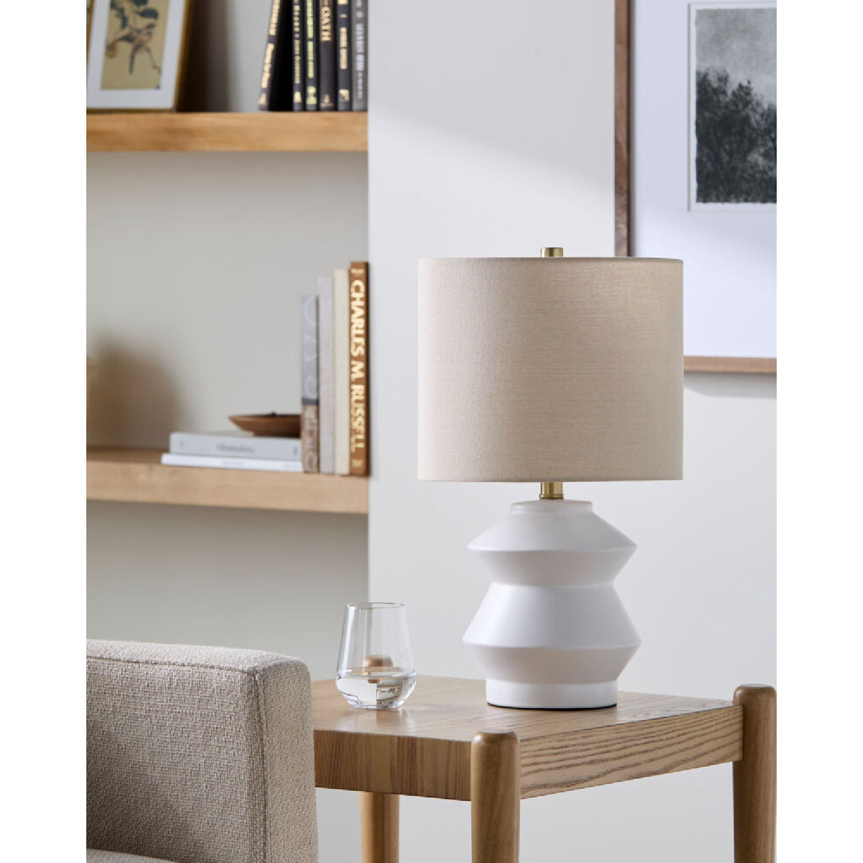 Modern European furniture - Geometrical Glazed Ceramic Table Lamp - www.oroa.com