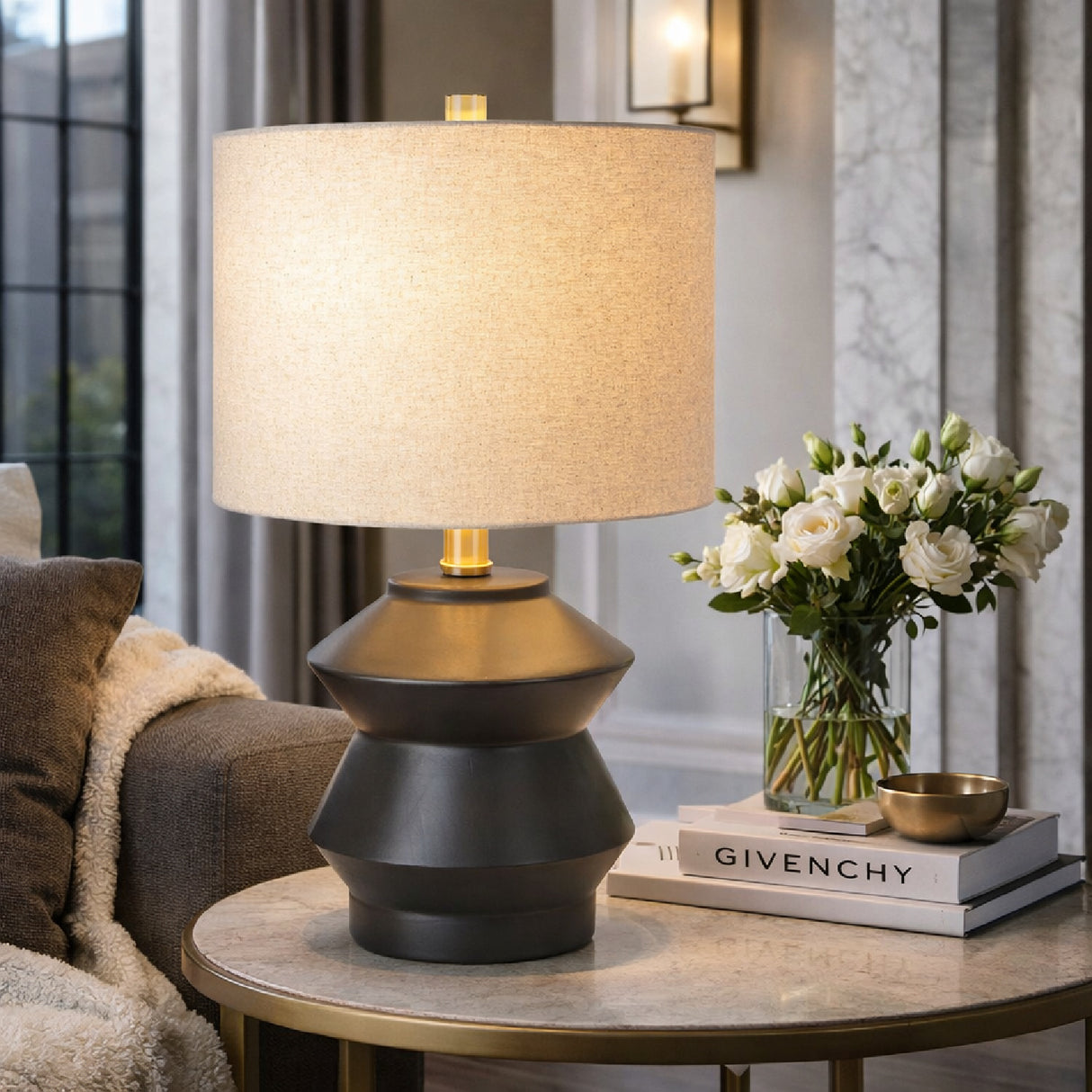 Modern European furniture - Geometrical Glazed Ceramic Table Lamp - www.oroa.com