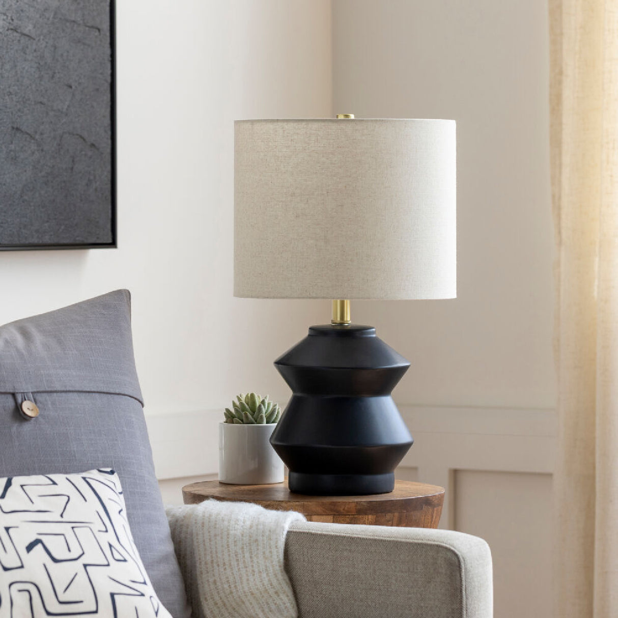 Modern European furniture - Geometrical Glazed Ceramic Table Lamp - www.oroa.com