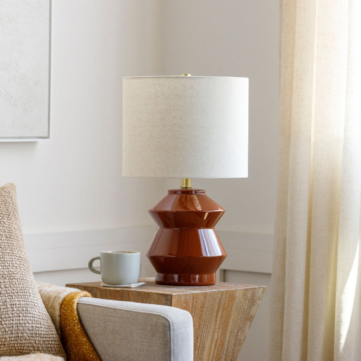 Modern European furniture - Geometrical Glazed Ceramic Table Lamp - www.oroa.com