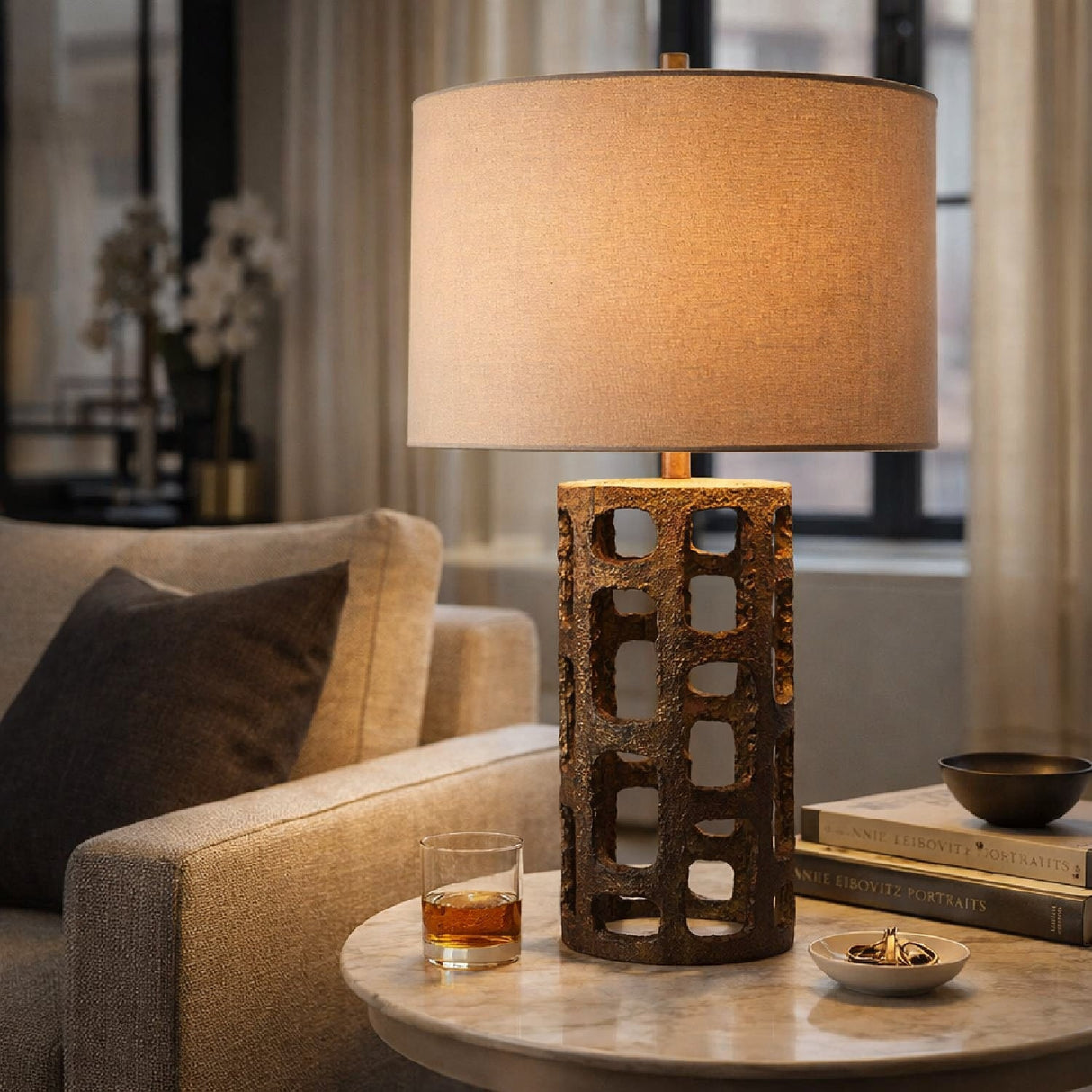 Modern European furniture - Rustic Bronze Finish Table Lamp - www.oroa.com