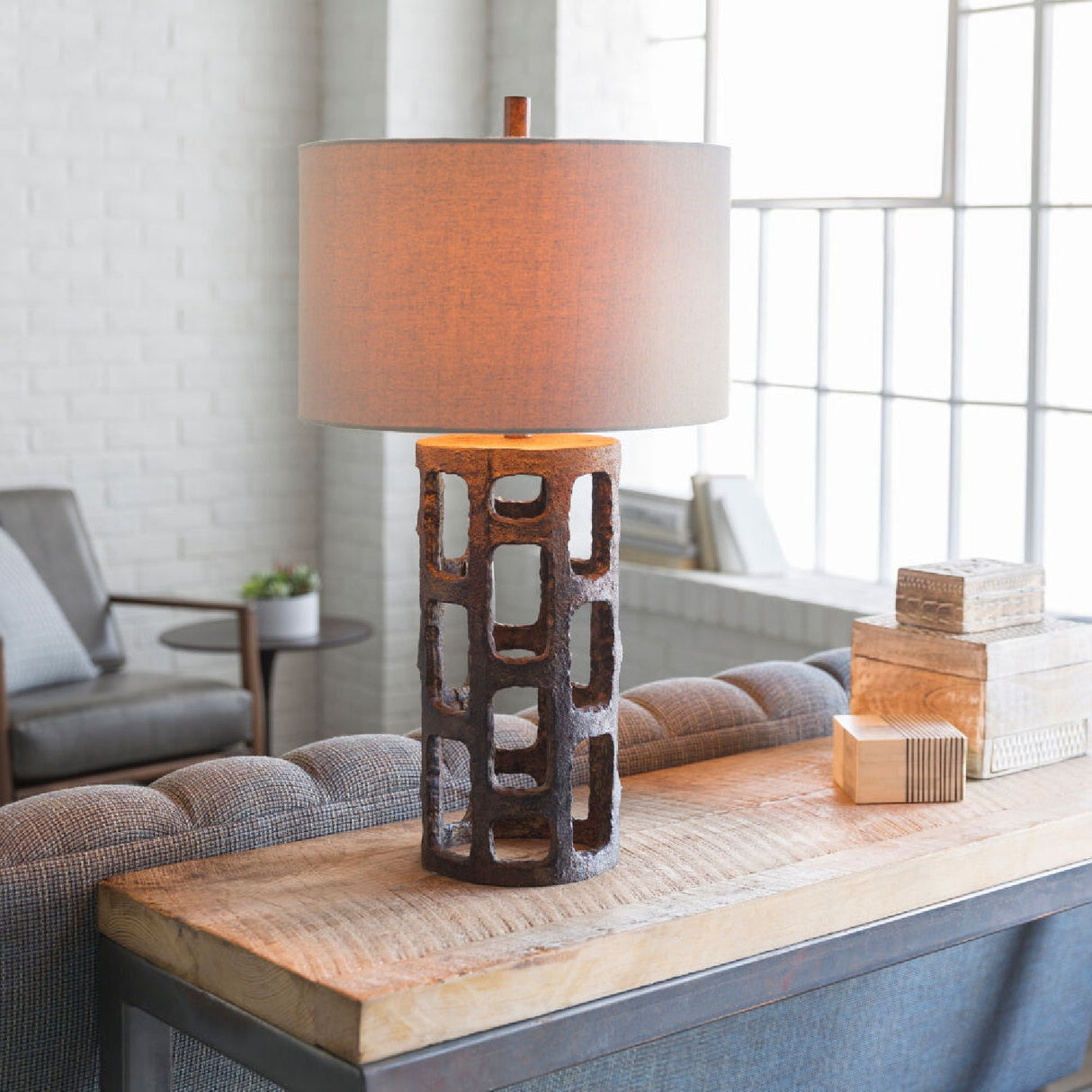 Modern European furniture - Rustic Bronze Finish Table Lamp - www.oroa.com