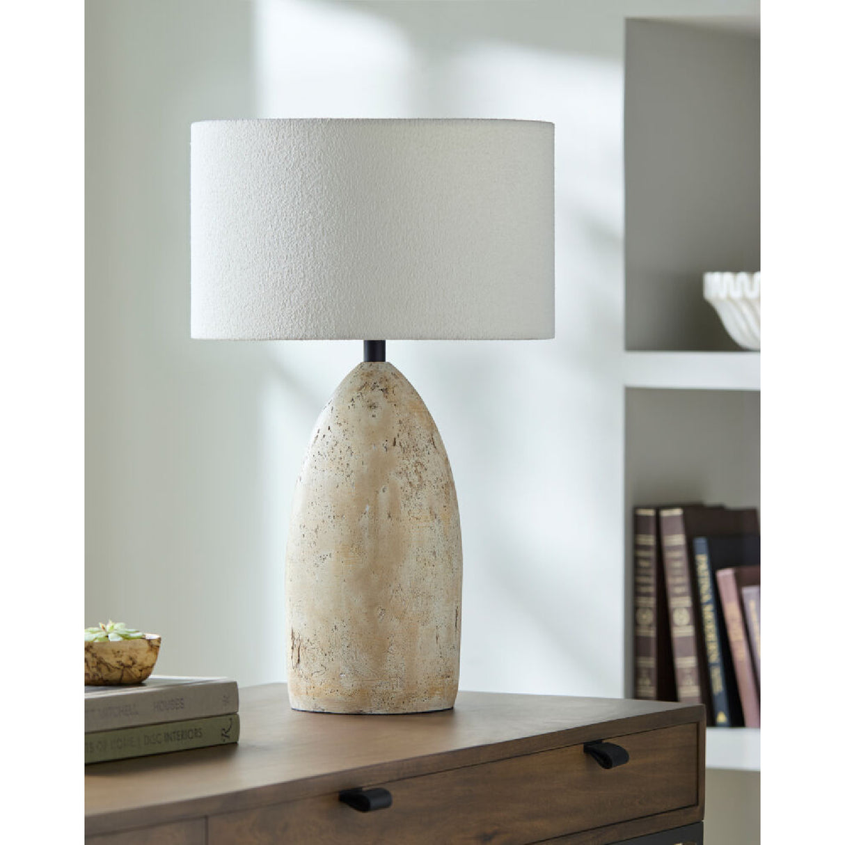 Modern European furniture - Beige Concrete Accent Table Lamp - www.oroa.com