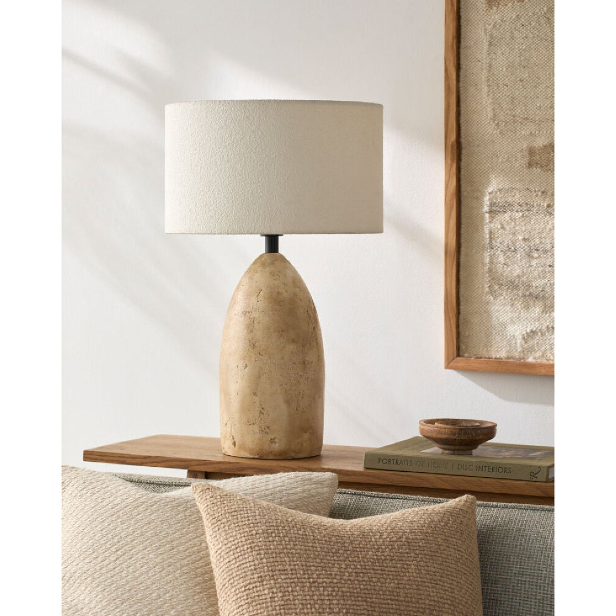 Modern European furniture - Beige Concrete Accent Table Lamp - www.oroa.com