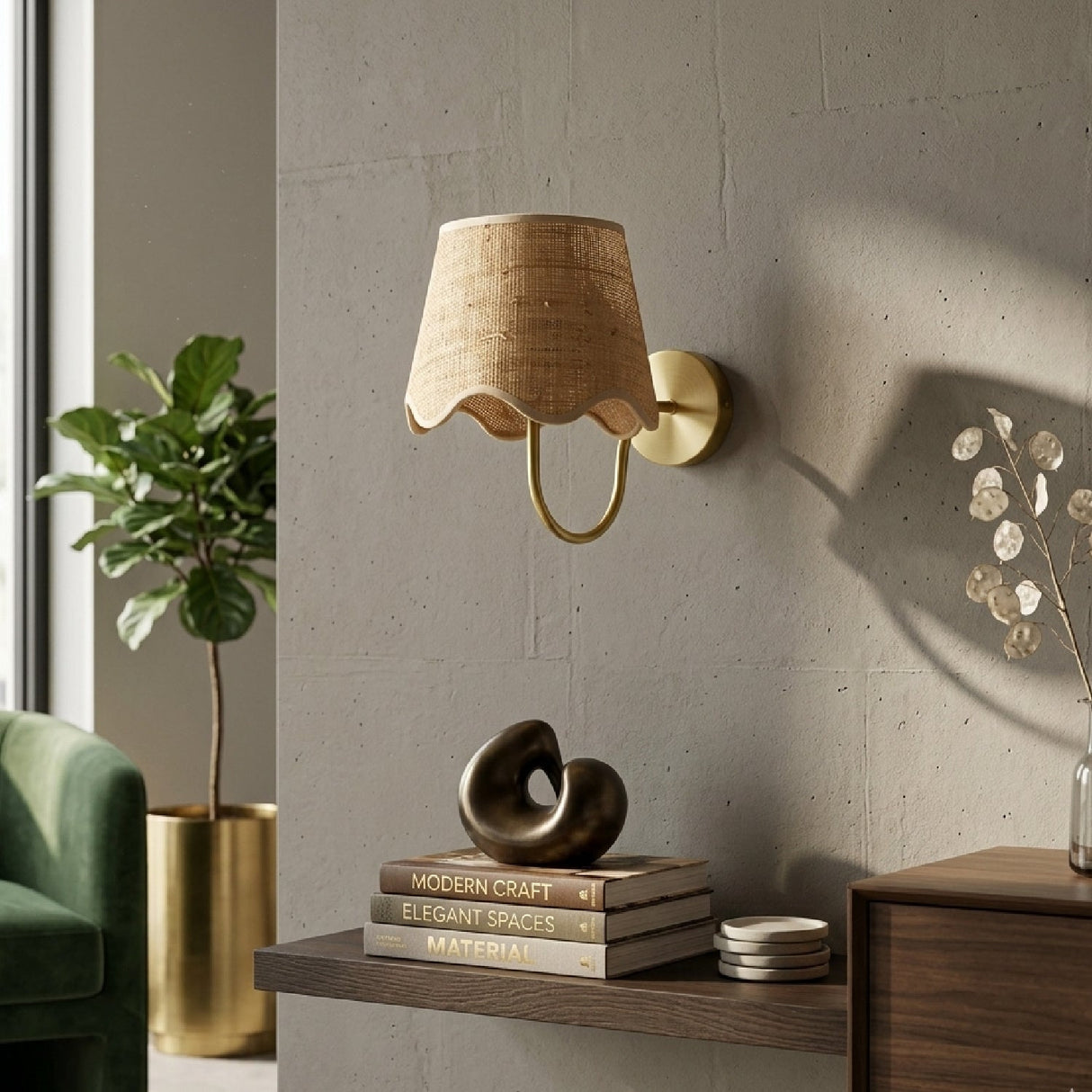 Modern European furniture - Scalloped Rattan Wall Lamp - www.oroa.com