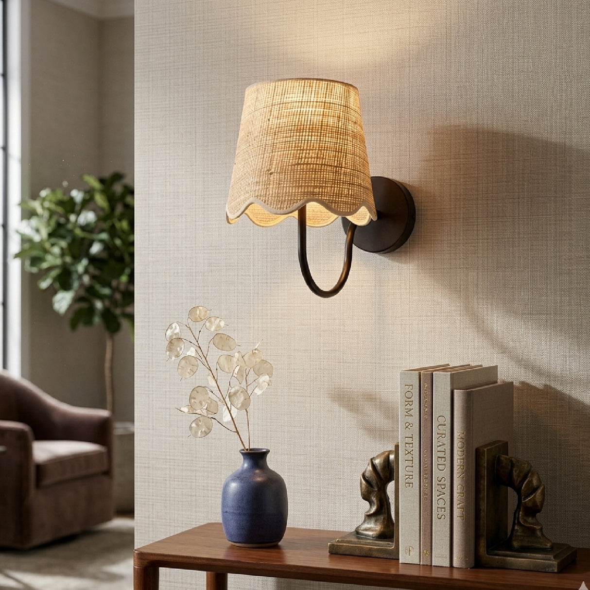 Modern European furniture - Scalloped Rattan Wall Lamp - www.oroa.com