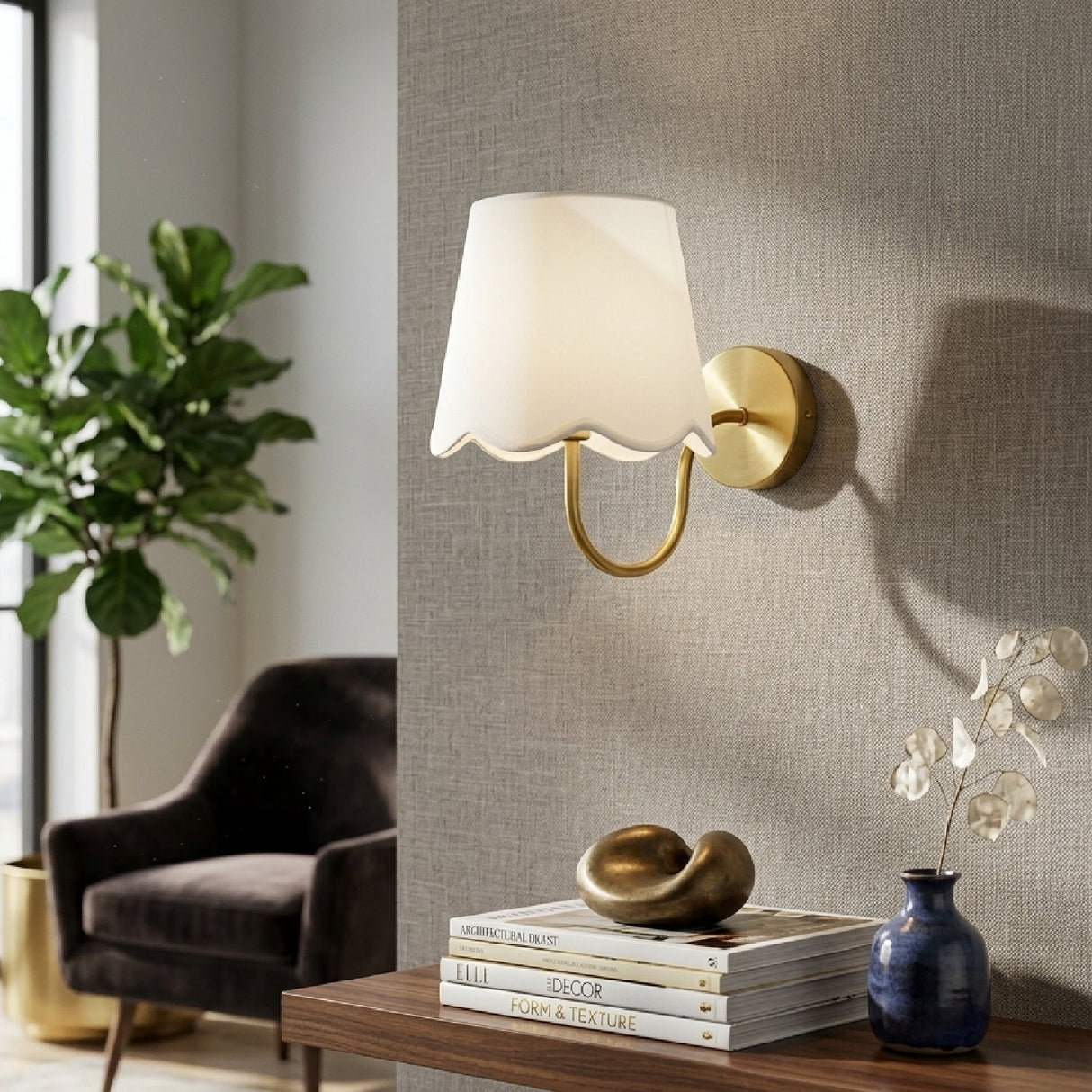 Modern European furniture - Scalloped Linen Wall Lamp - www.oroa.com