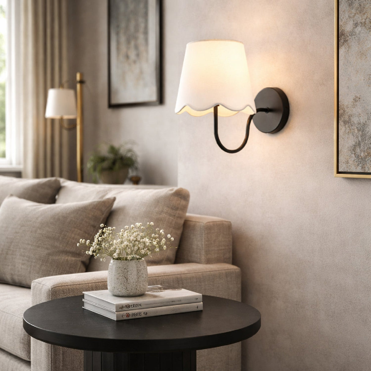 Modern European furniture - Scalloped Linen Wall Lamp - www.oroa.com
