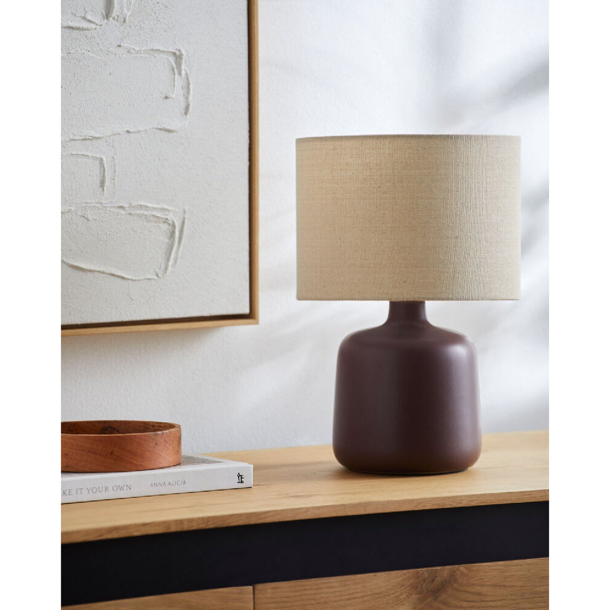 Modern European furniture - Beige Linen Ceramic Table Lamp S - www.oroa.com