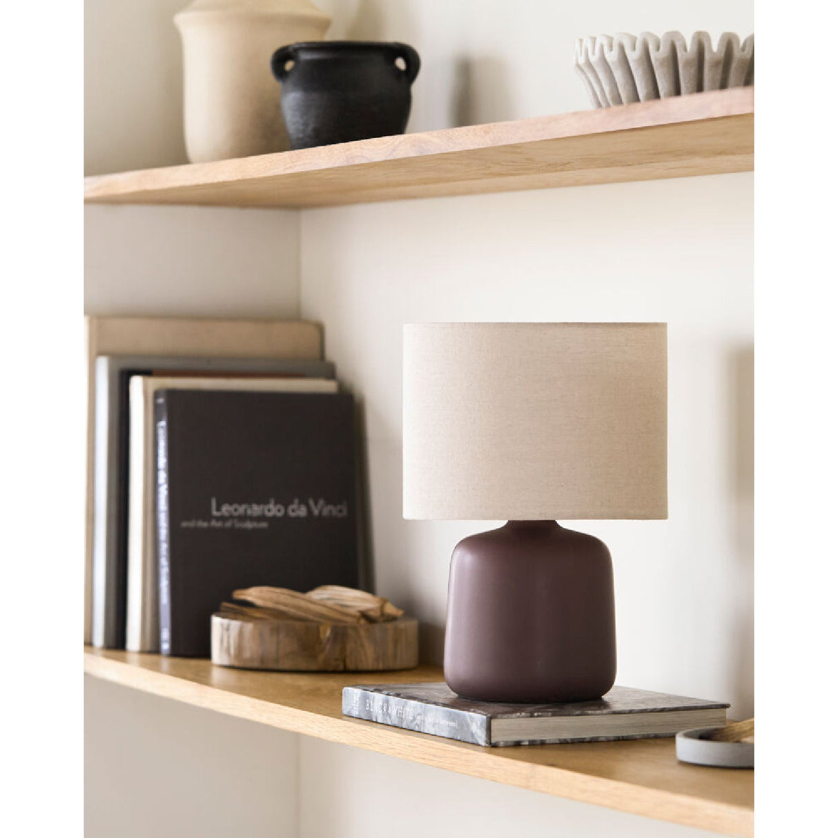 Modern European furniture - Beige Linen Ceramic Table Lamp S - www.oroa.com