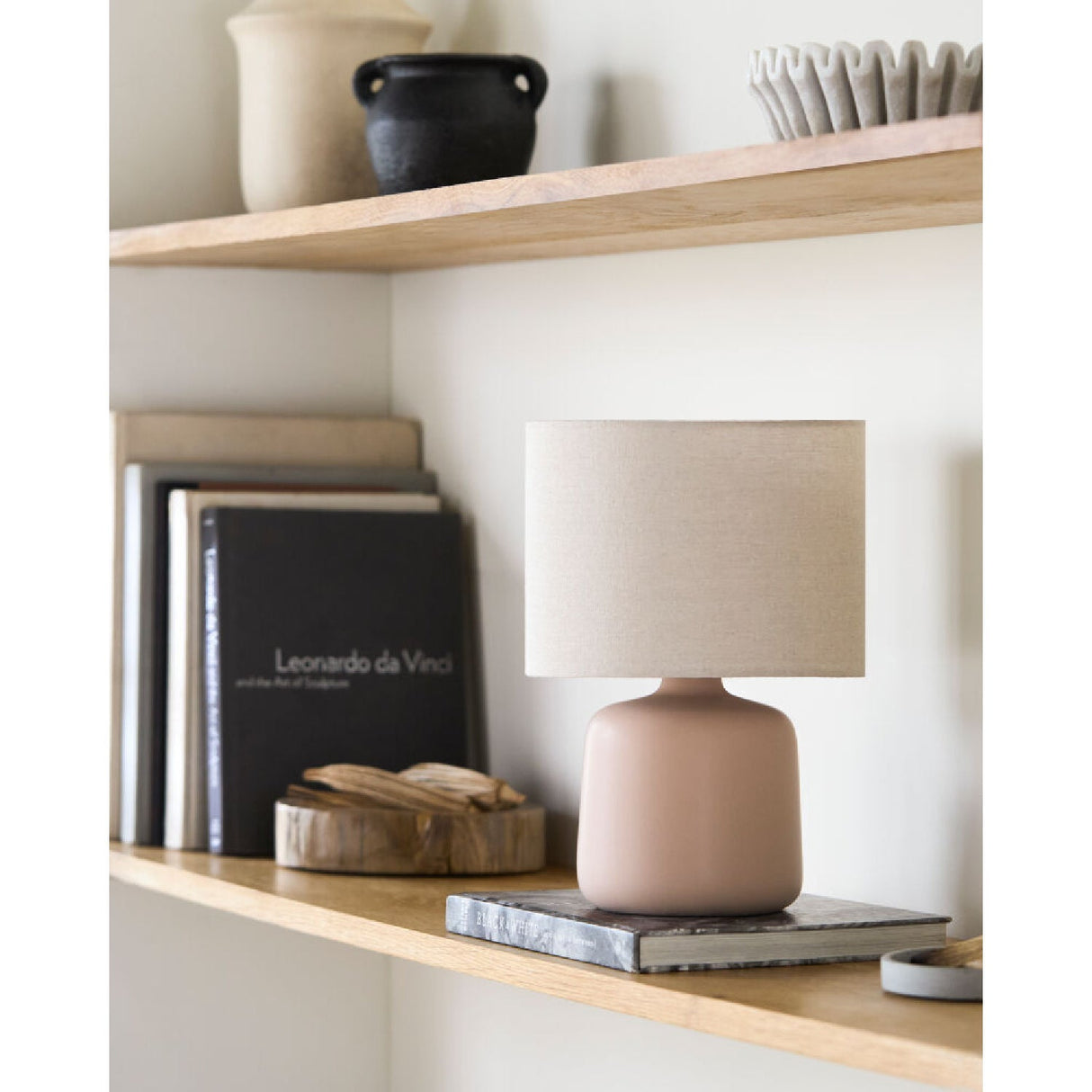 Modern European furniture - Beige Linen Ceramic Table Lamp S - www.oroa.com