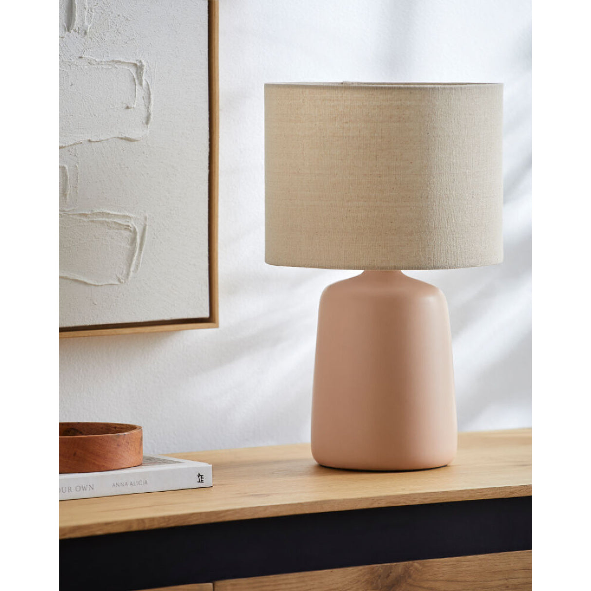 Beige Linen Ceramic Table Lamp L | Oroa.com
