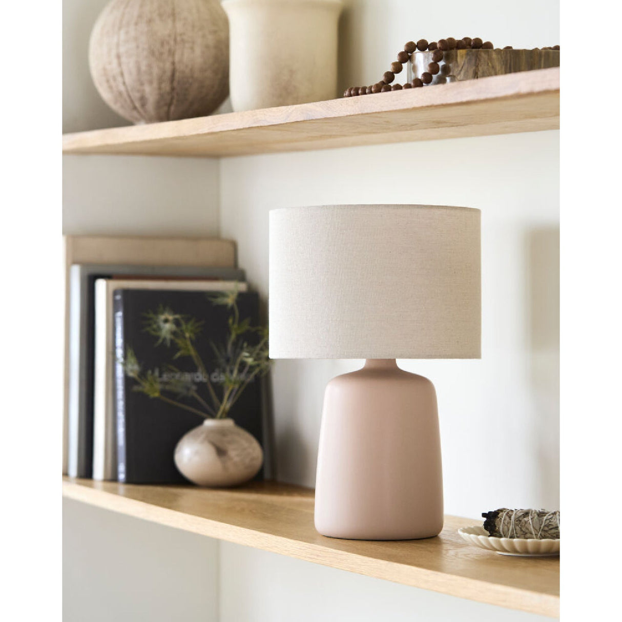 Modern European furniture - Beige Linen Ceramic Table Lamp L - www.oroa.com