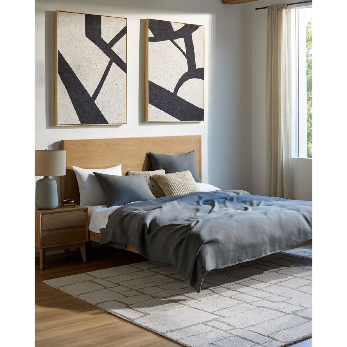 Modern European furniture - Beige Linen Ceramic Table Lamp L - www.oroa.com