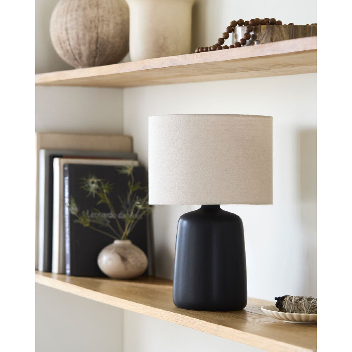 Beige Linen Ceramic Table Lamp L | Oroa.com