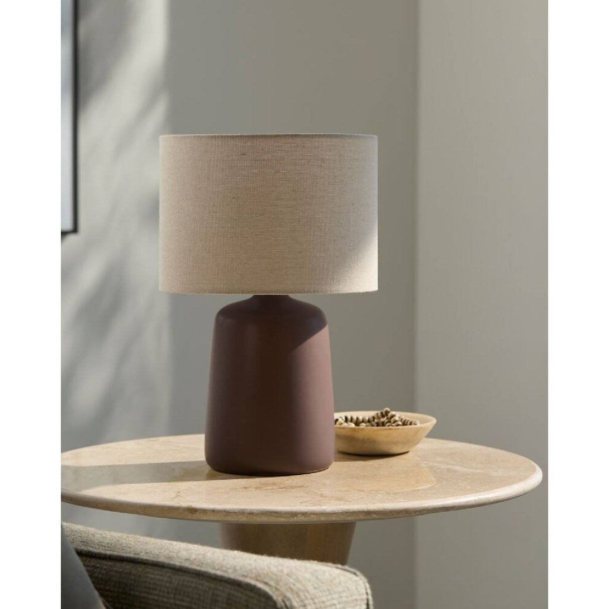 Modern European furniture - Beige Linen Ceramic Table Lamp L - www.oroa.com