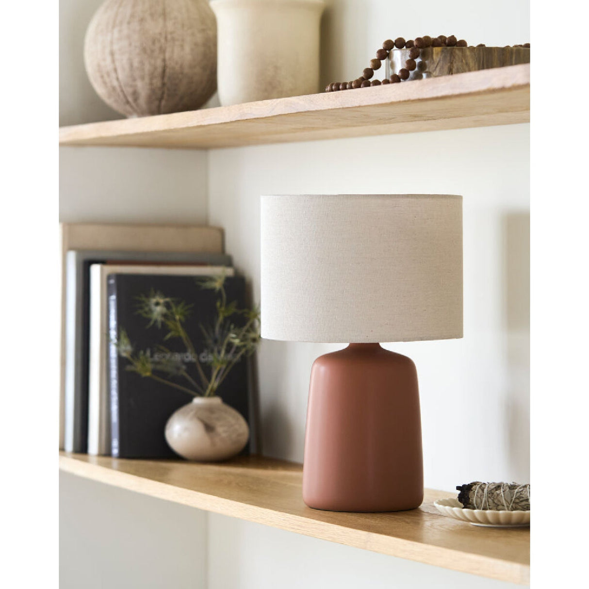 Modern European furniture - Beige Linen Ceramic Table Lamp L - www.oroa.com