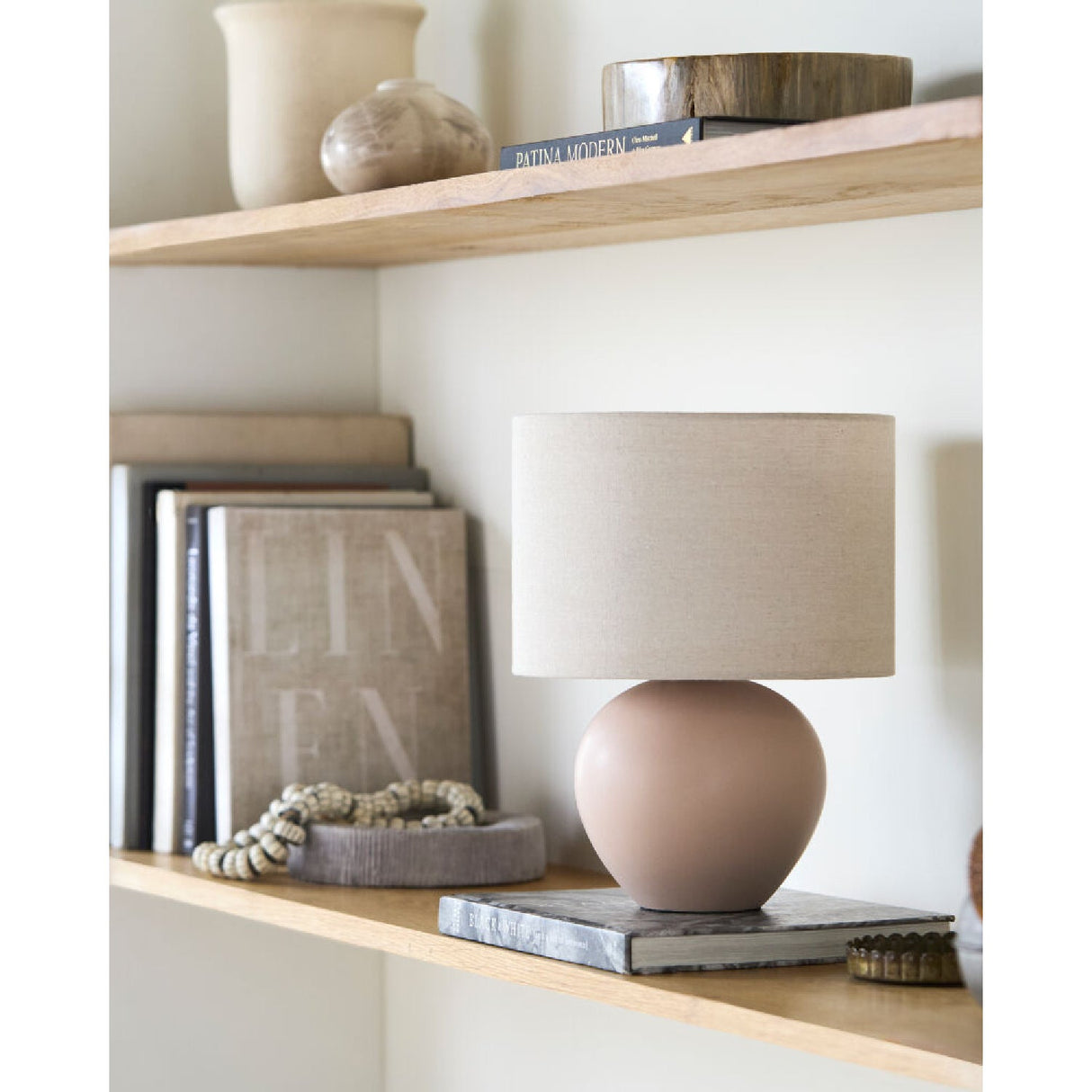 Modern European furniture - Rounded Ceramic Linen Table Lamp - www.oroa.com