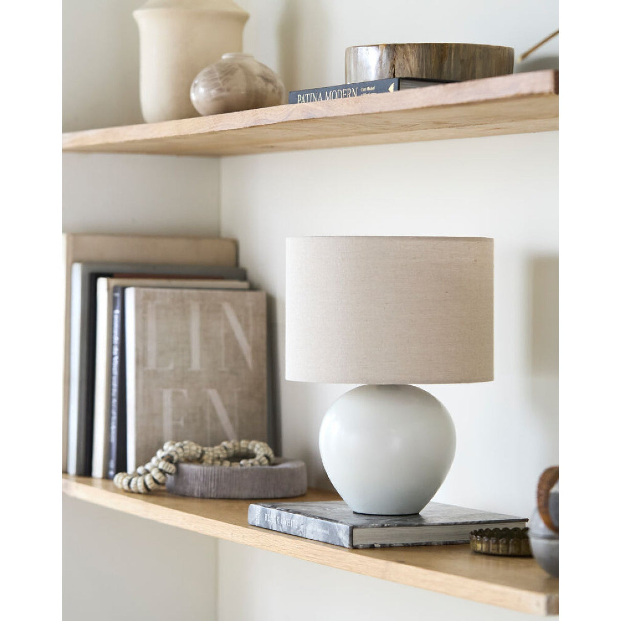 Modern European furniture - Rounded Ceramic Linen Table Lamp - www.oroa.com