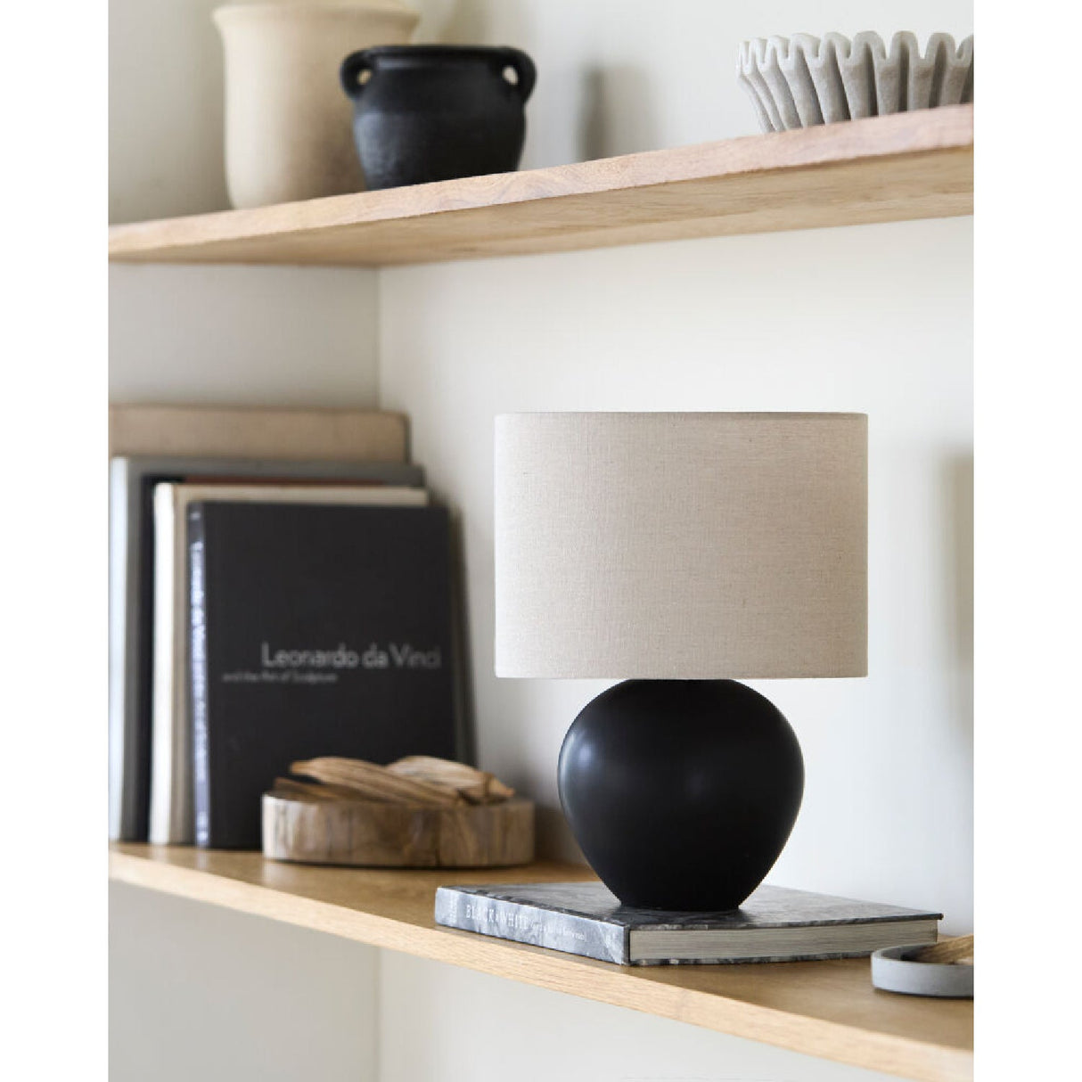 Modern European furniture - Rounded Ceramic Linen Table Lamp - www.oroa.com