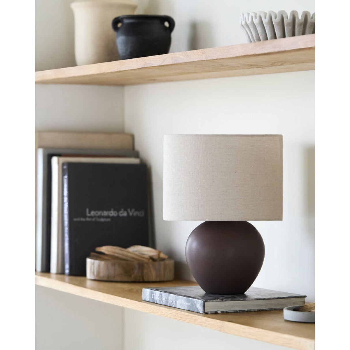Modern European furniture - Rounded Ceramic Linen Table Lamp - www.oroa.com
