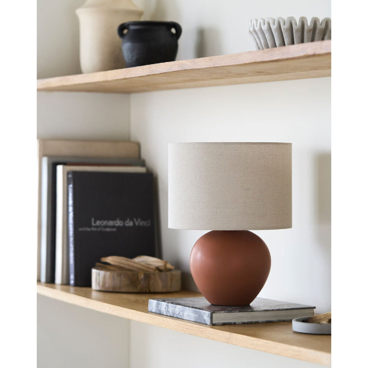 Modern European furniture - Rounded Ceramic Linen Table Lamp - www.oroa.com