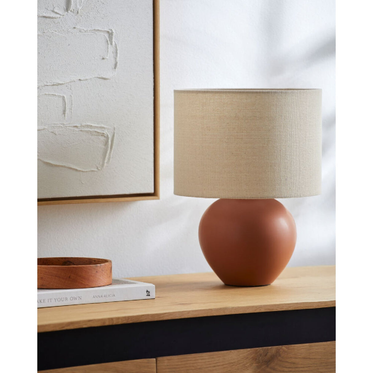 Modern European furniture - Rounded Ceramic Linen Table Lamp - www.oroa.com