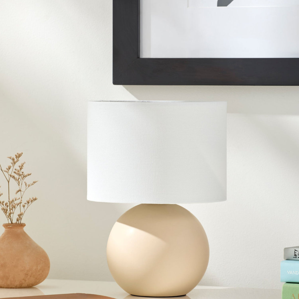 Modern European furniture - Round Glazed Ceramic Table Lamp - www.oroa.com