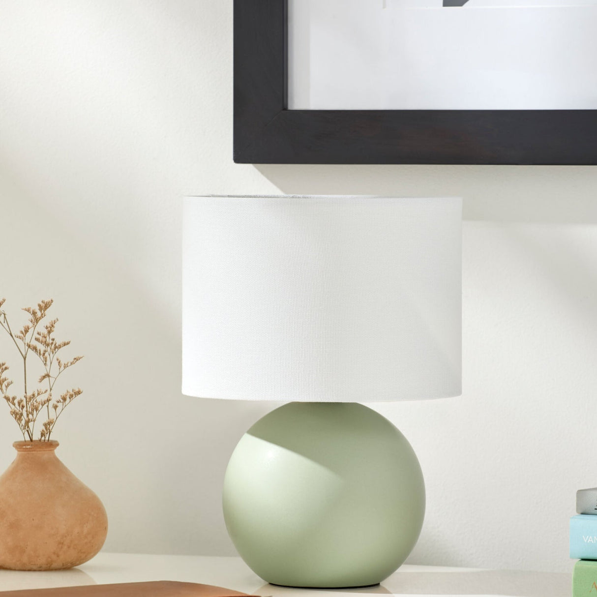 Modern European furniture - Round Glazed Ceramic Table Lamp - www.oroa.com
