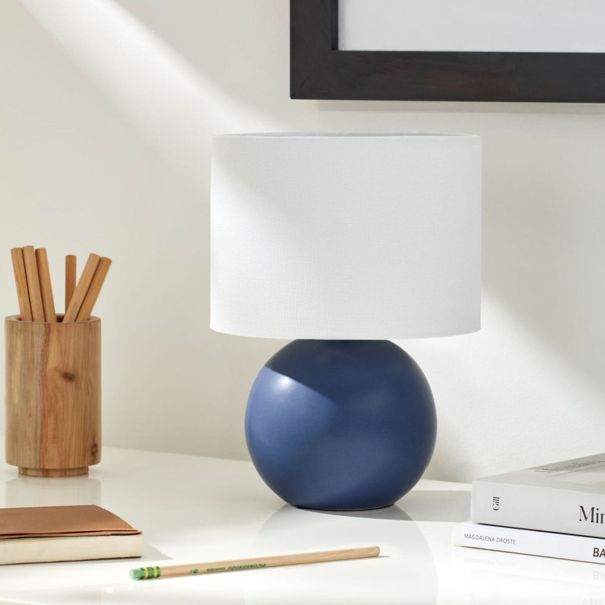 Modern European furniture - Round Glazed Ceramic Table Lamp - www.oroa.com