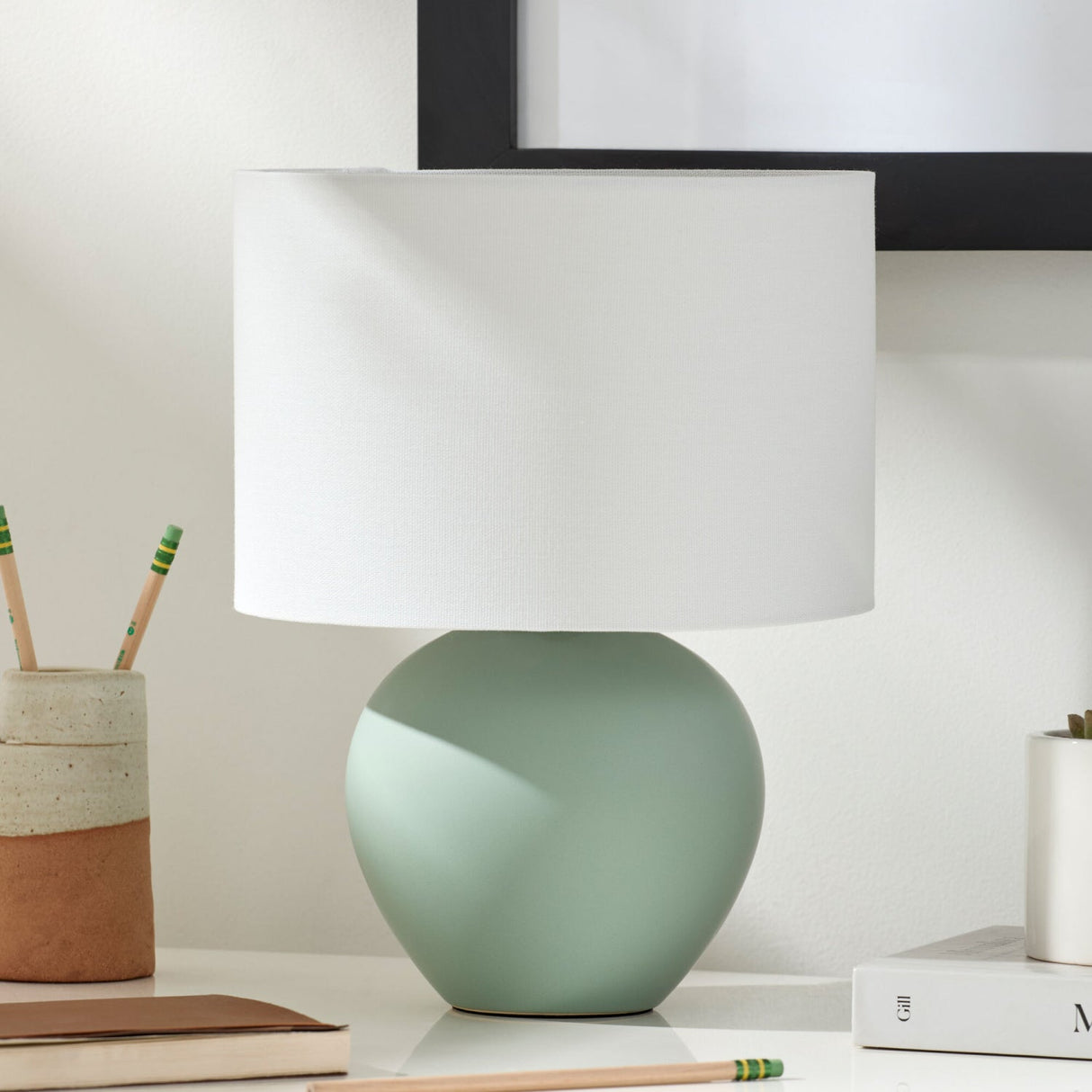 Modern European furniture - White Linen Ceramic Table Lamp - www.oroa.com