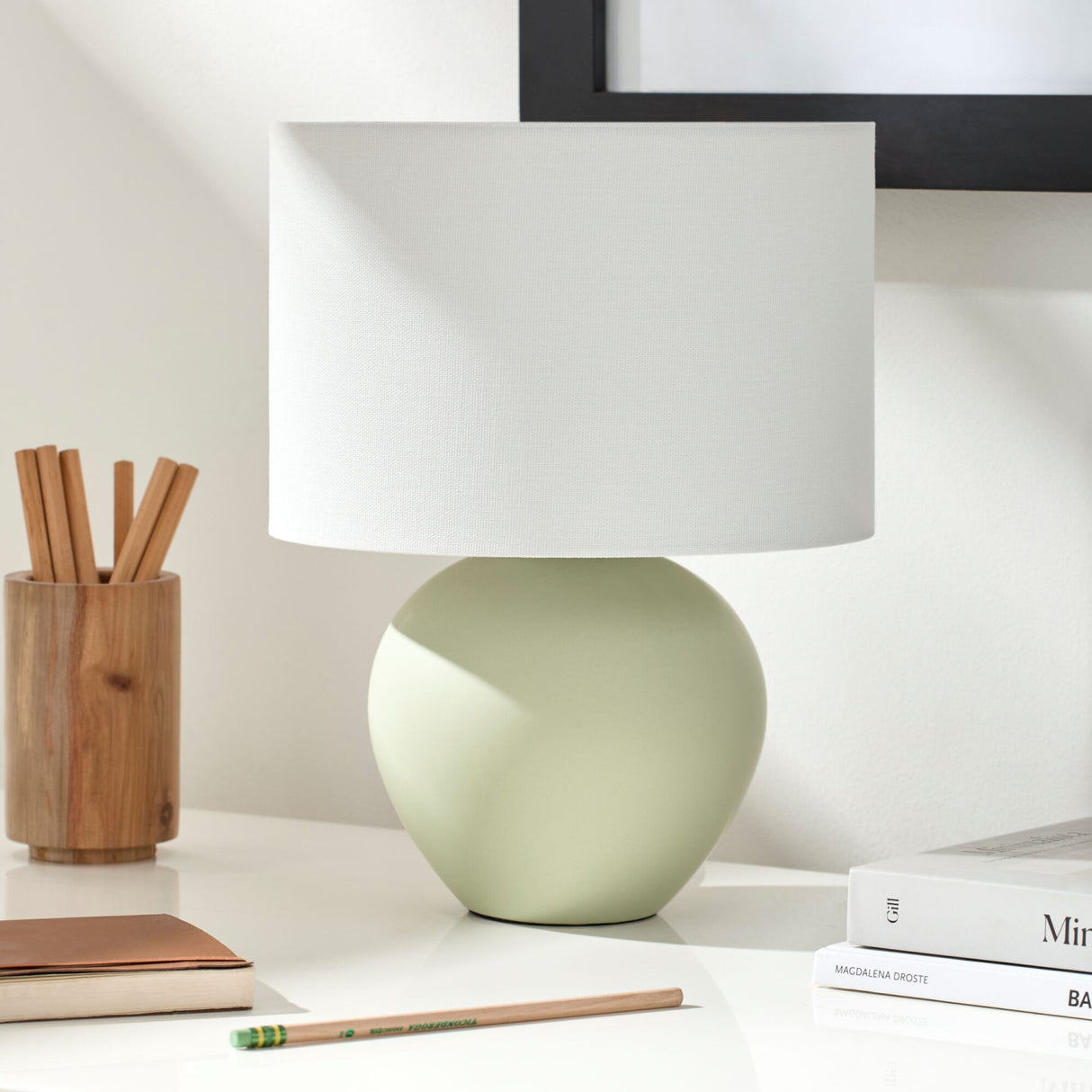 Modern European furniture - White Linen Ceramic Table Lamp - www.oroa.com